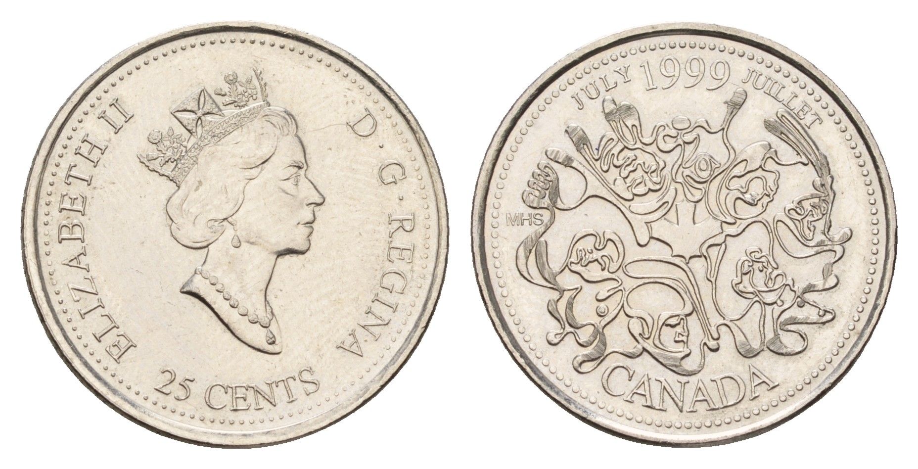 Канада 25 центов 1999 Миллениум - Июль 1999, Нация людей KM 348 никель aUNC 4678-1135