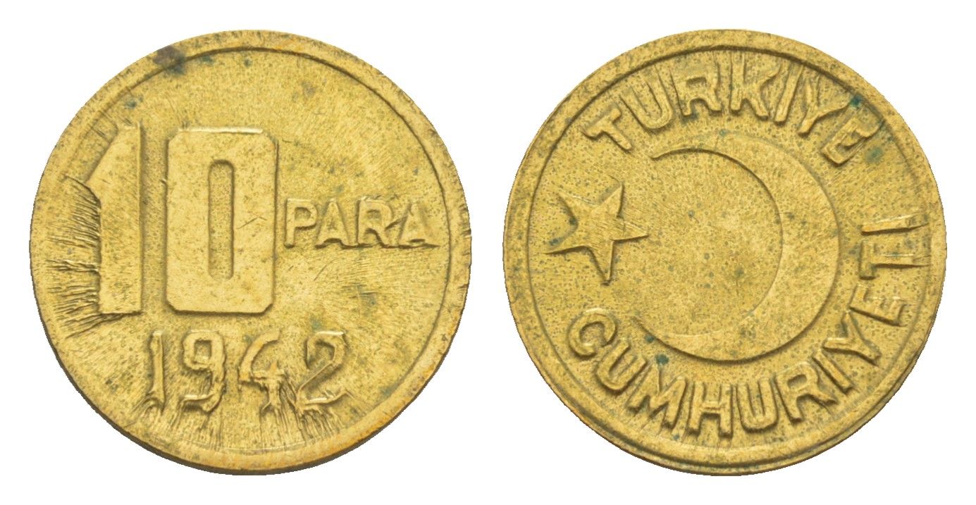 Турция 10 пара 1942 KM 868 алюминиевая бронза 4651-828