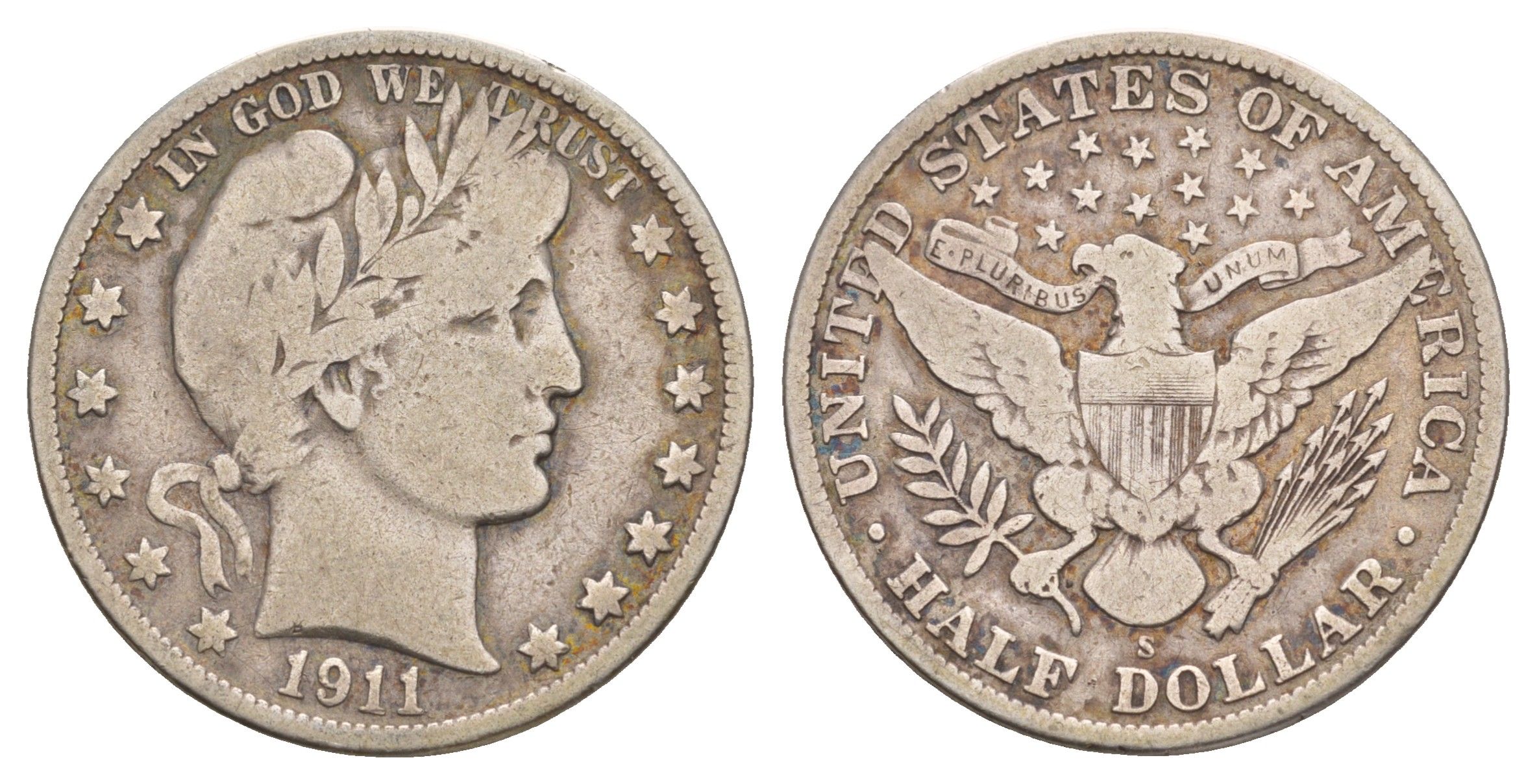 США 1/2 доллара (50 центов) 1911 S, 50 центов Барбера KM 116 серебро    5010-1722