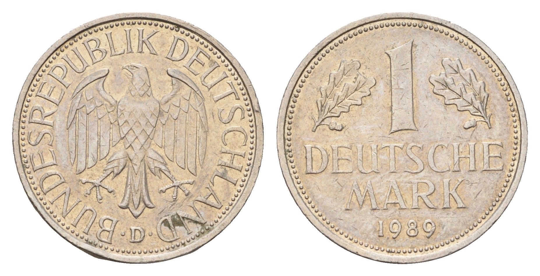 ФРГ 1 марка 1989 D KM 110, J. 385 медно-никель 186-1226