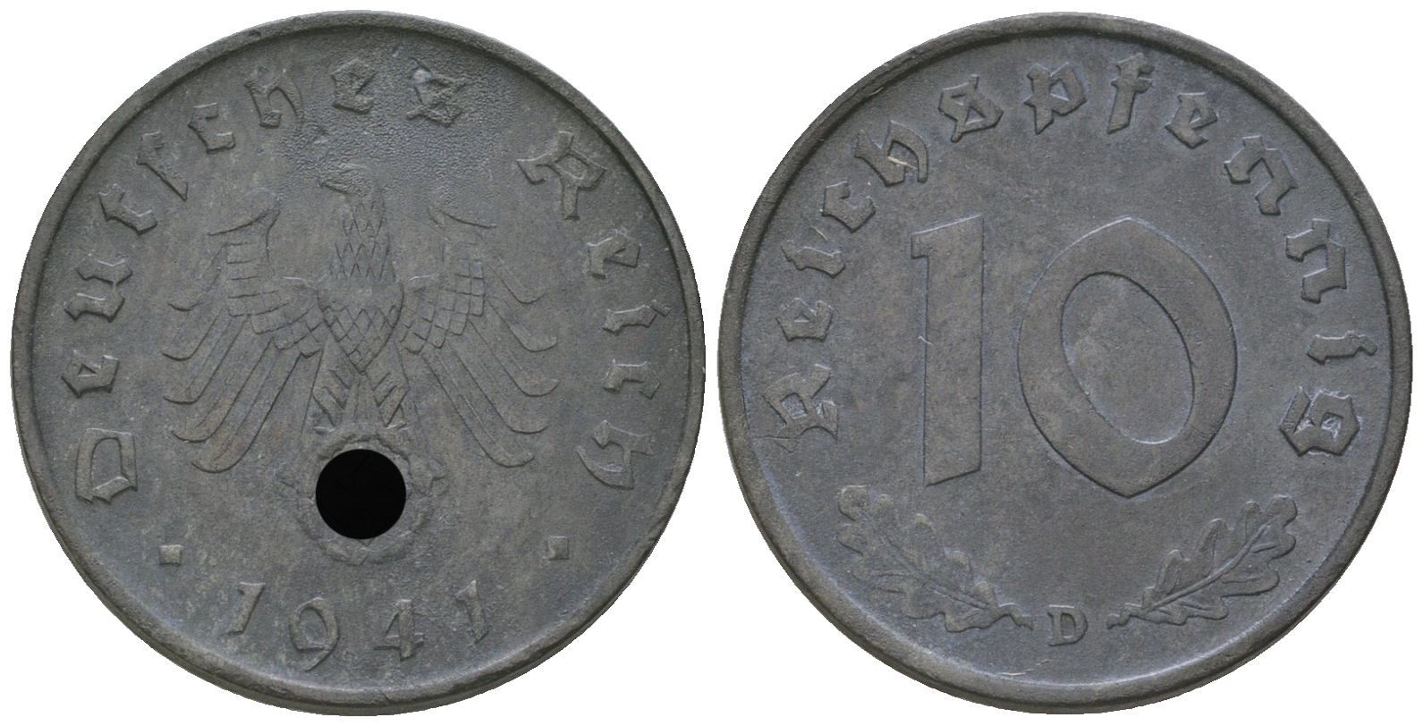 Германия 10 рейхспфеннигов 1941 D KM 101, J. 371 цинк    4656-113