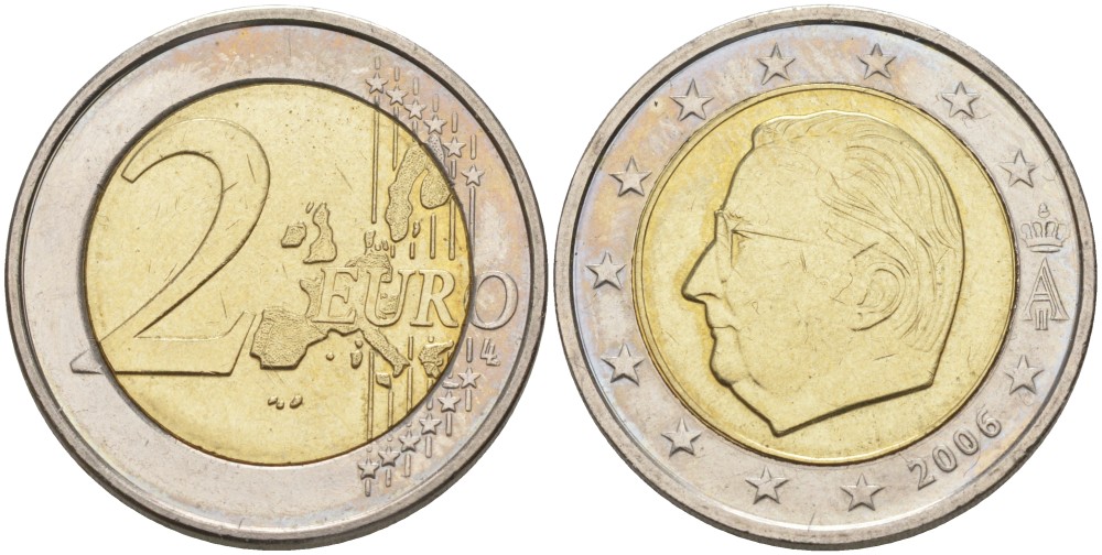 Бельгия 2 евро 2006 Альберт II KM 231 биметалл аUNC 4111-714