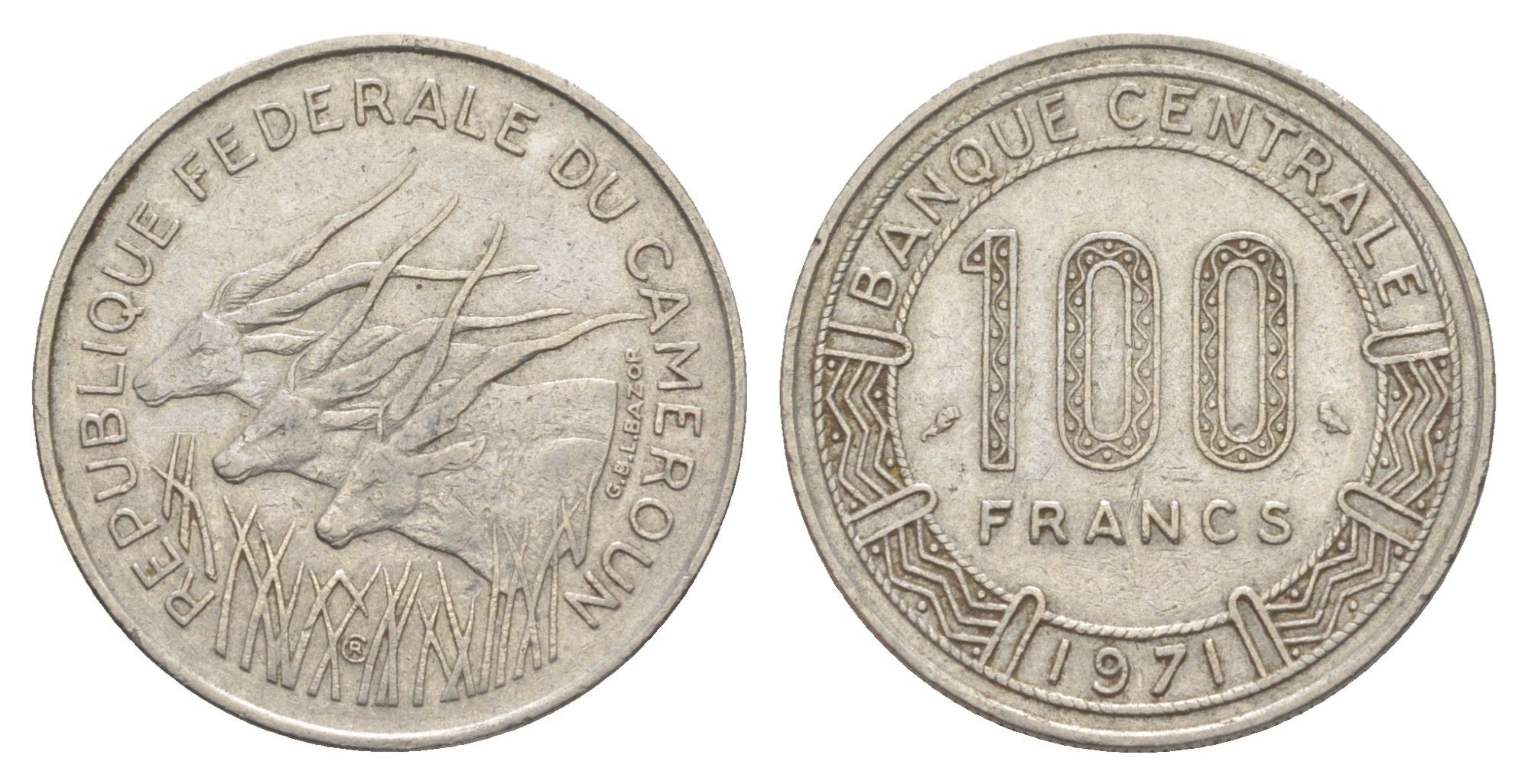 Камерун 100 франков 1971 KM 15 никель 4654-434