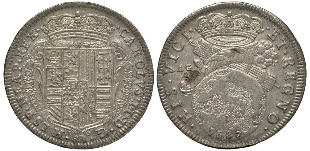 Неаполь и Сицилия тари (2 карлини) 1687 Карл II Испанский серебро 00-822-21