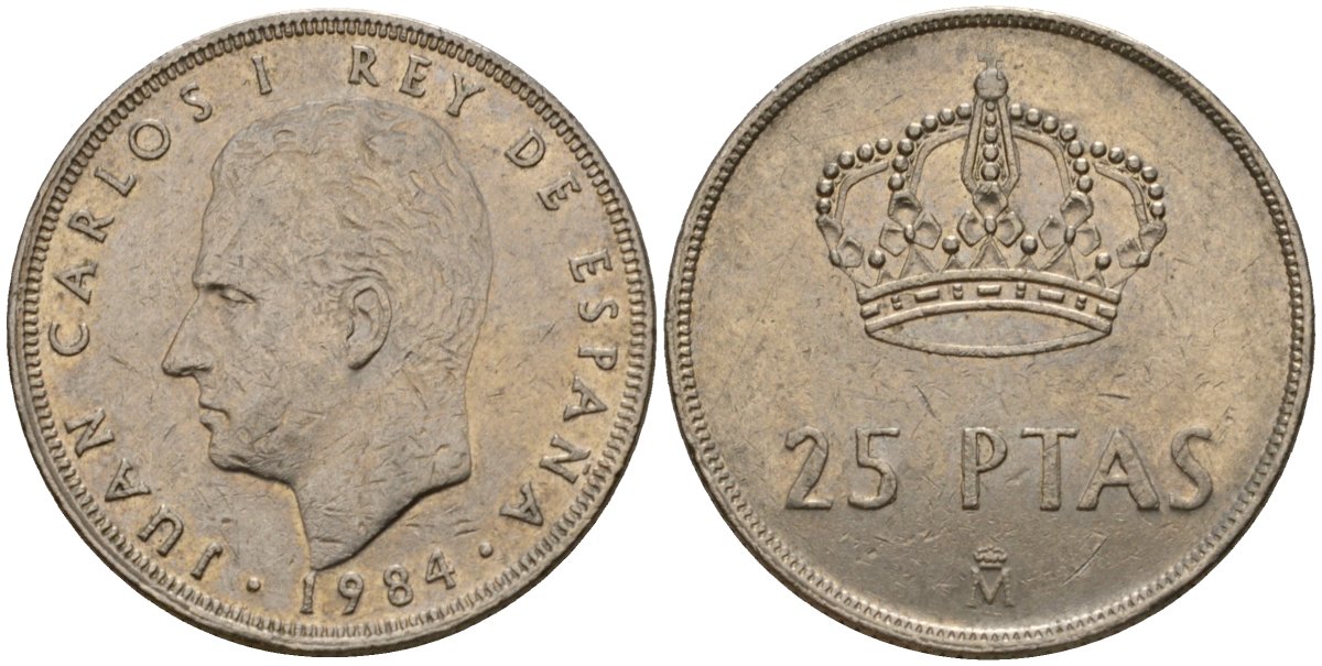Испания 25 песет 1984 Хуан Карлос I (1975-2014) KM 824 медно-никель 183-145