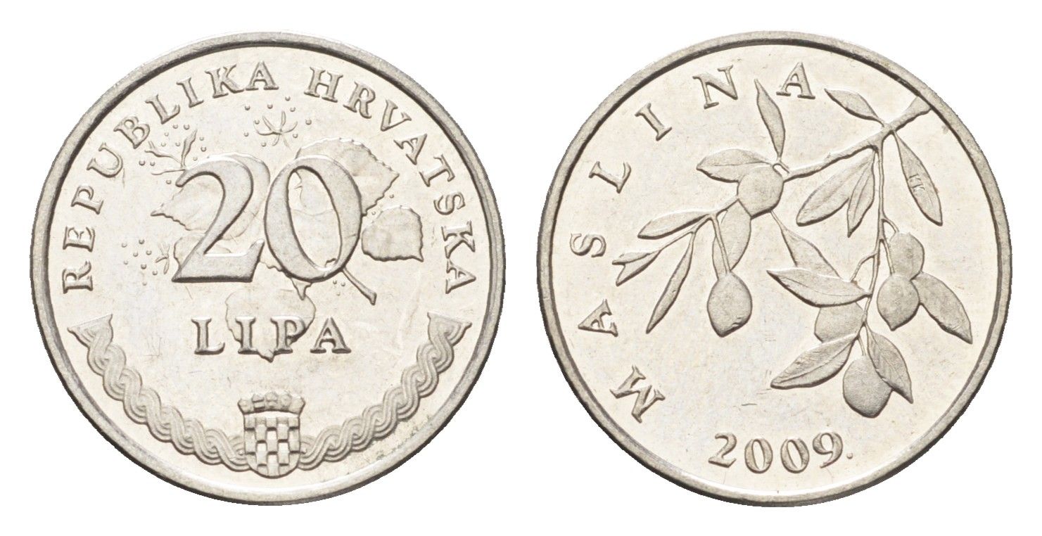 Хорватия 20 лип 2009 нечетный год KM 7 сталь плакированная никелем UNC 4659-723