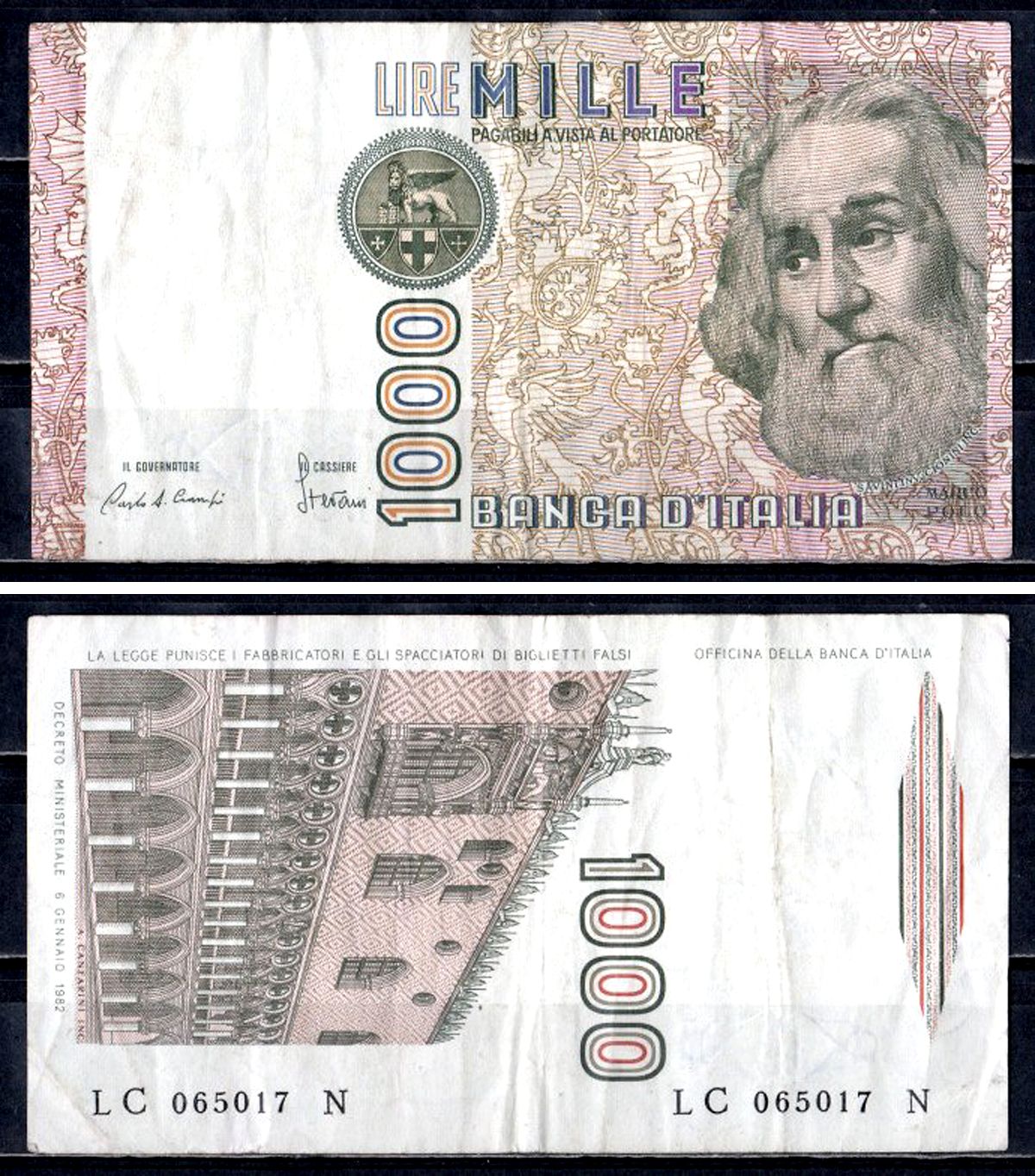 Италия 1000 лир 1982 Pick 109 a бумага 6312-6-3-2