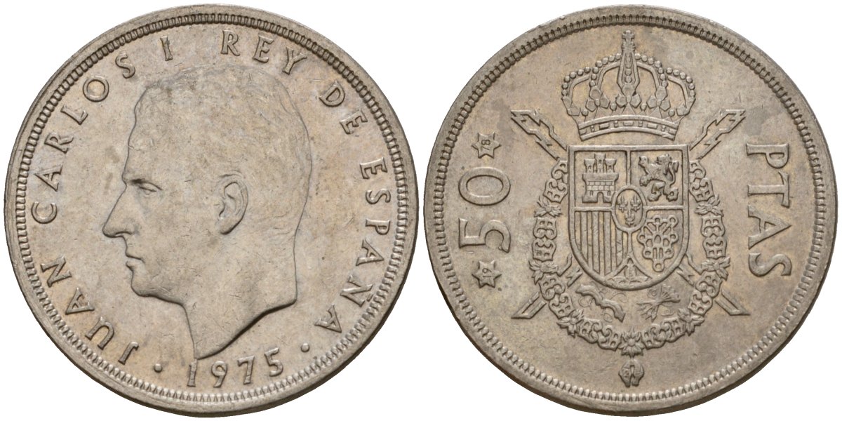 Испания 50 песет 1975 (78) Хуан Карлос I (1975-2014) KM 809 медно-никель 4599-121