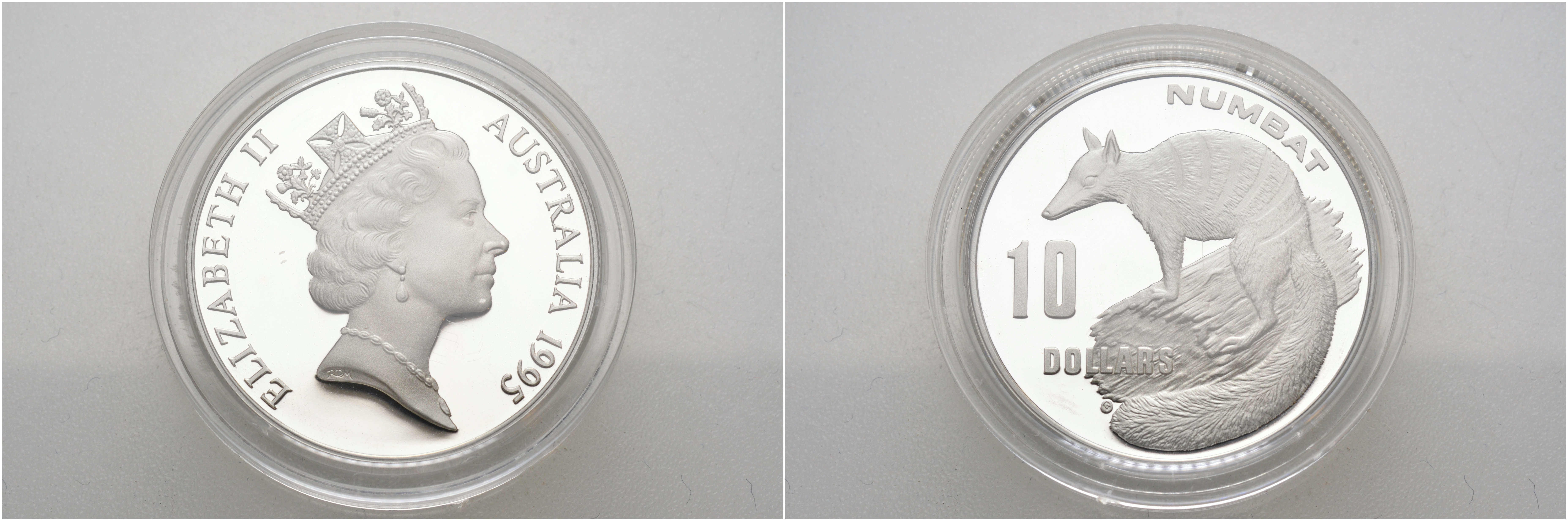 Австралия 10 долларов 1995 природа Австралии, сумчатый муравьед, намбат KM 296 серебро PROOF 02-070-35