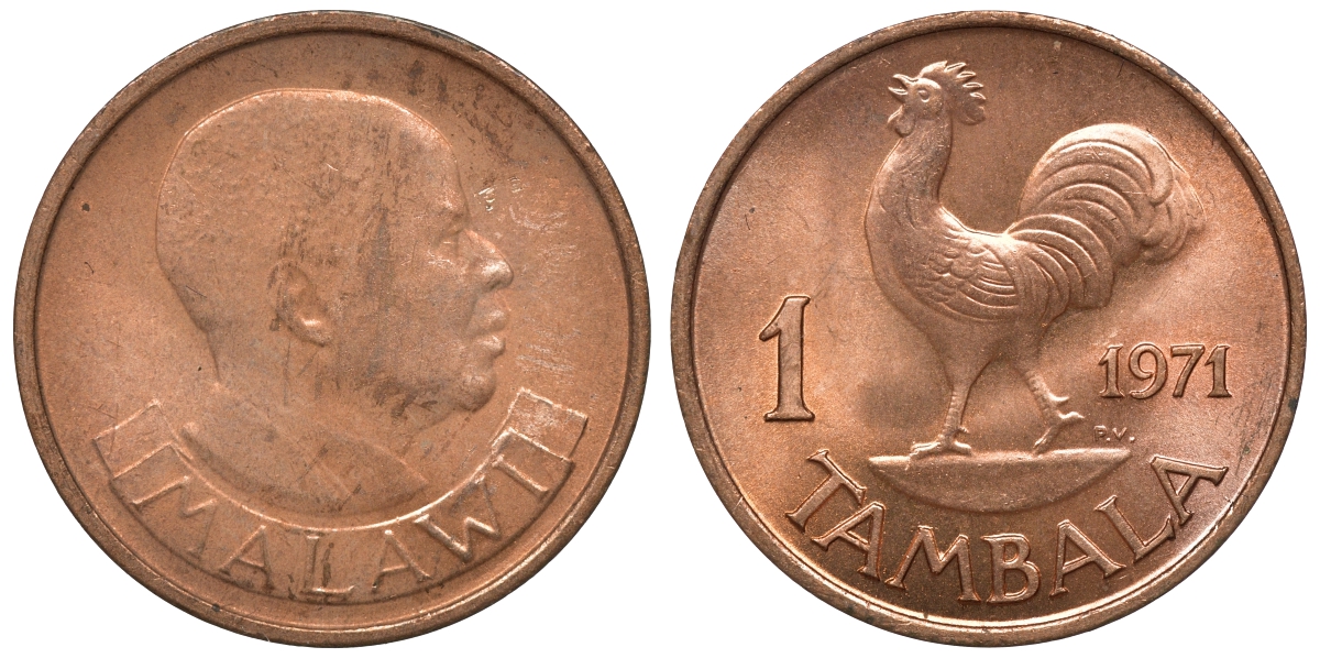 Малави 1 тамбала 1971 петух KM 7.1 бронза aUNC 4118-233