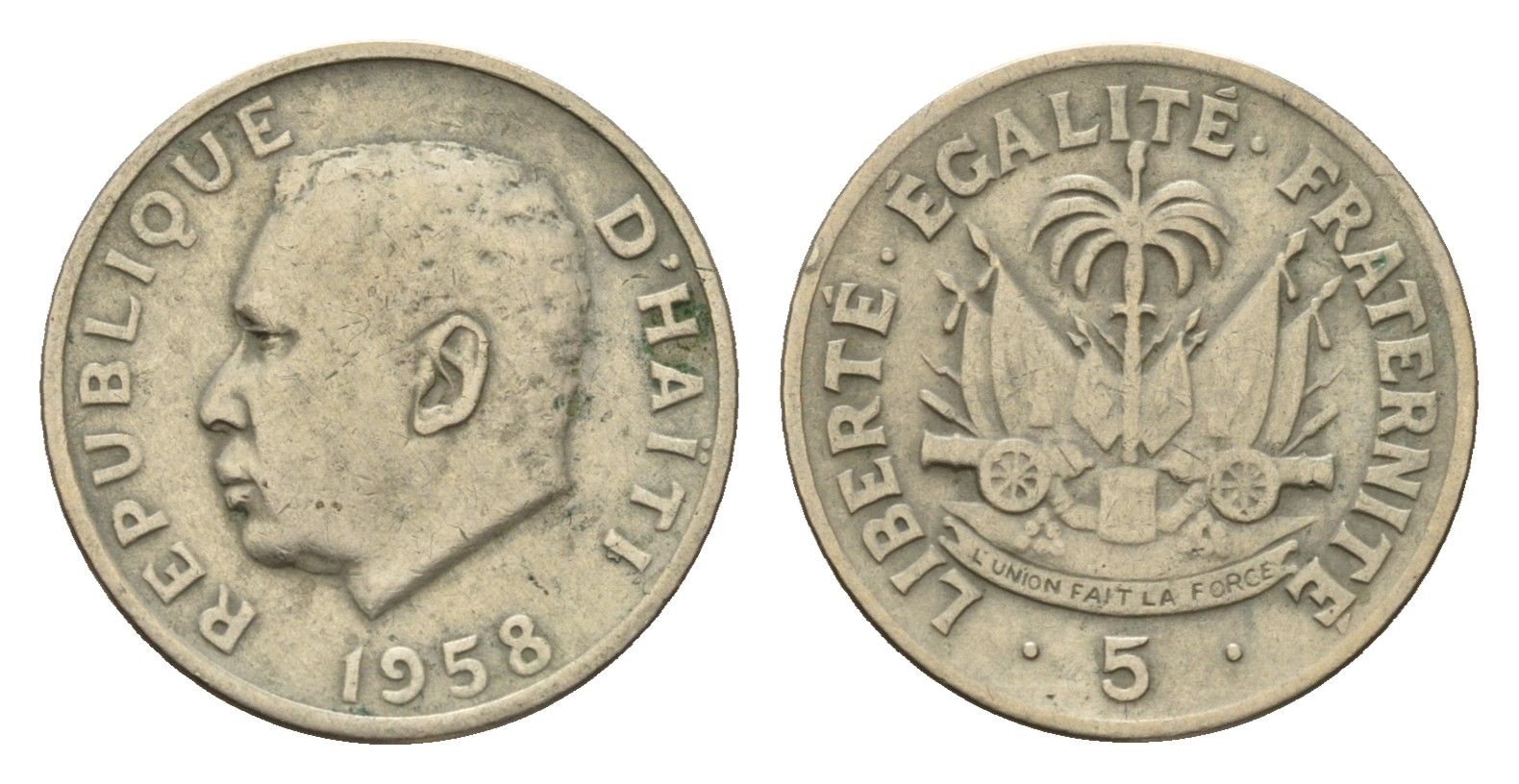 Гаити 5 сантимов 1958 KM 62 медь цинк никель 4147-665