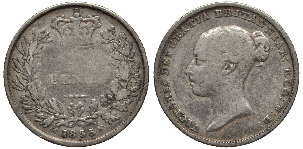 Великобритания 6 пенсов 1855 Виктория (1837-1901) KM 733.1, Spink 3908 серебро 4538-1153