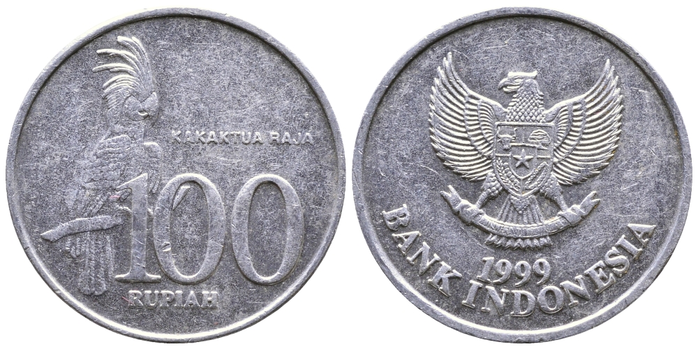 Индонезия 100 рупий 1999 черный пальмовый какаду KM 61 алюминий 41-433