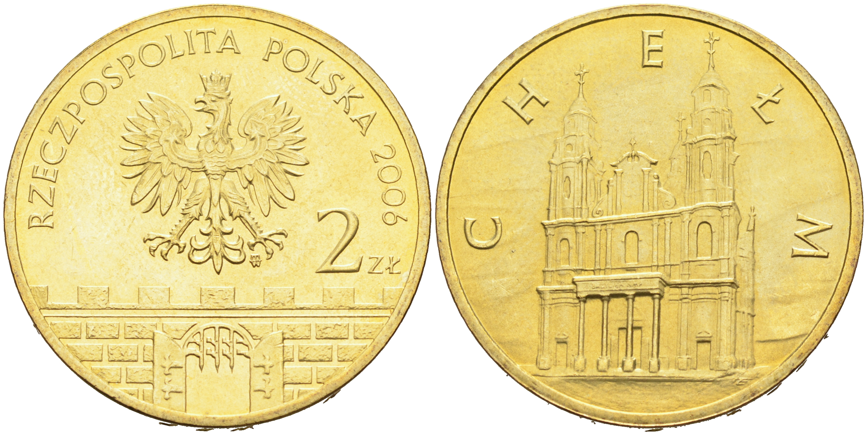 Польша 2 злотых 2006 MW, серия польские города, Хелм (CHELM) KM 544 латунь 4589-552
