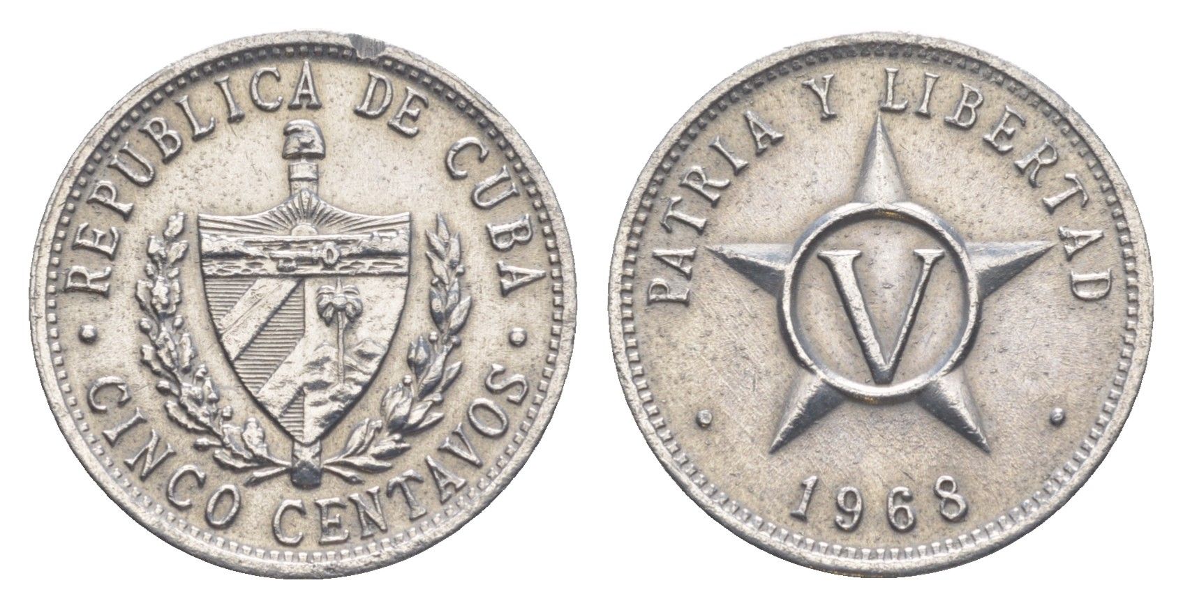 Куба 5 сентаво 1968 Монетный двор Кремницы KM 34 алюминий 4637-1045