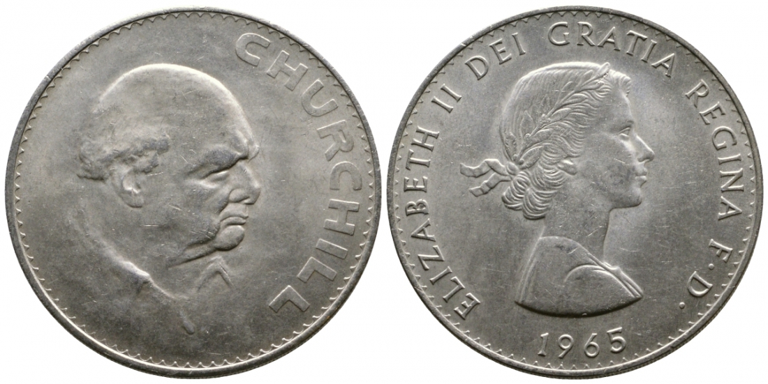 Великобритания 1 крона (5 шиллингов) 1965 Уинстон Черчилль, Елизавета II (1952-2022) KM 910, Spink 4144 медно-никель UNC 4537-1115