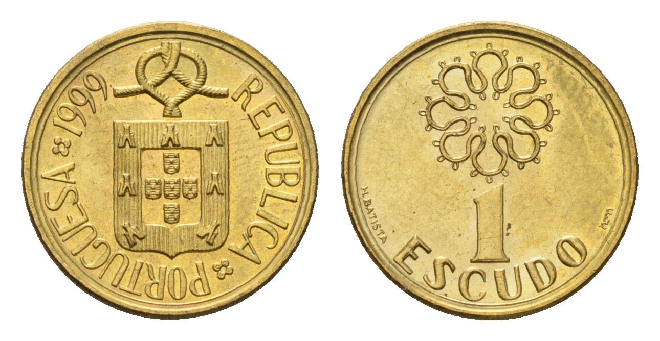Португалия 1 эскудо 1999 KM 631 никель латунь UNC 4674-763