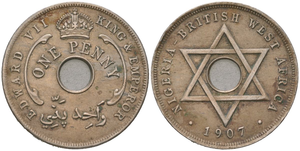 Британская Западная Африка 1 пенни 1907 KM 2 медно-никель 4389-432