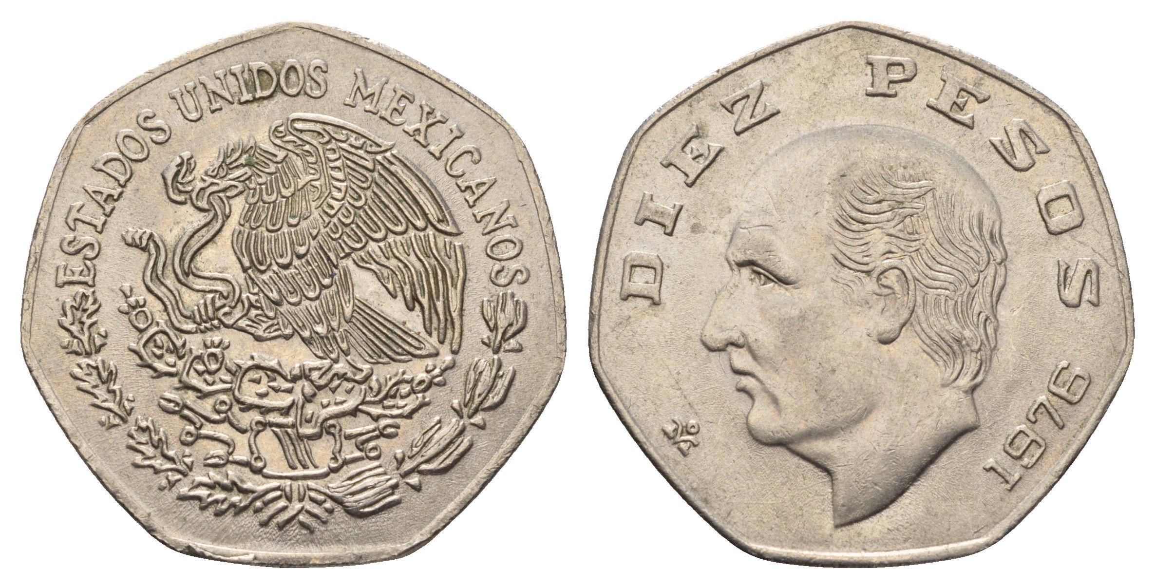 Мексика 10 песо 1976 Мигель Идальго-и-Костилья KM 477.1 медно-никель UNC 57-716