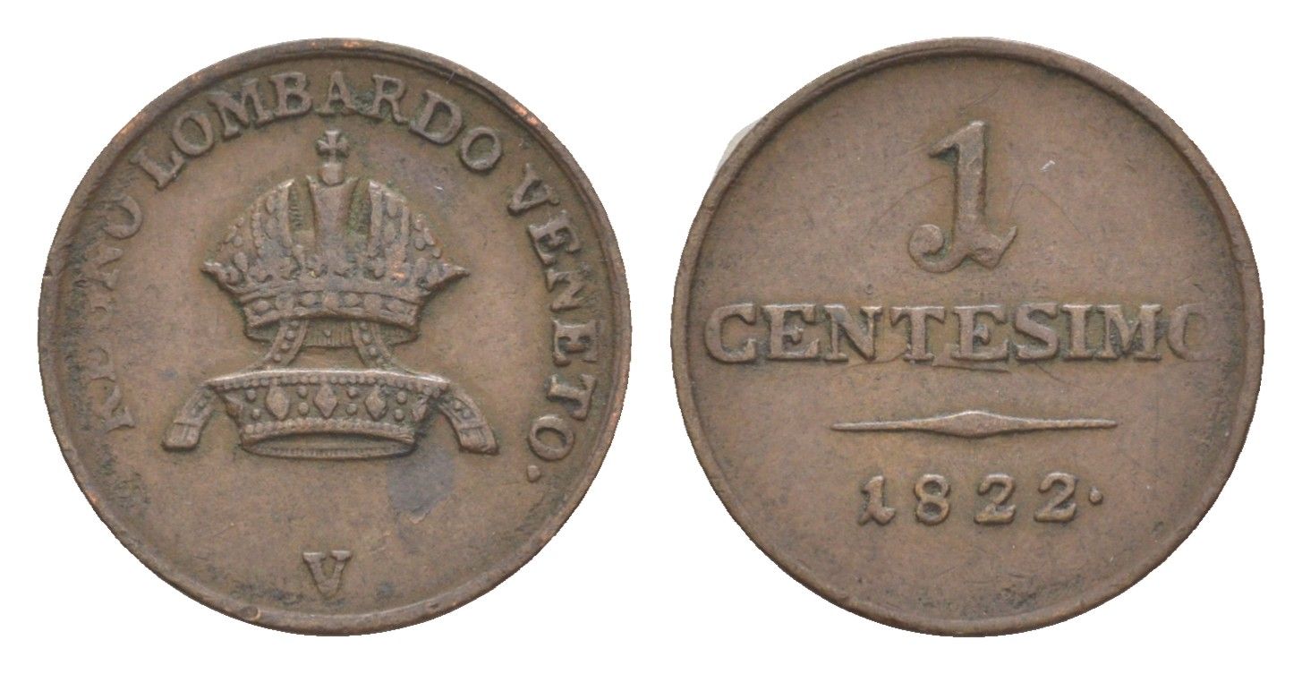 Ломбардия-Венеция 1 чентезимо 1822 C 1 медь 1528-825