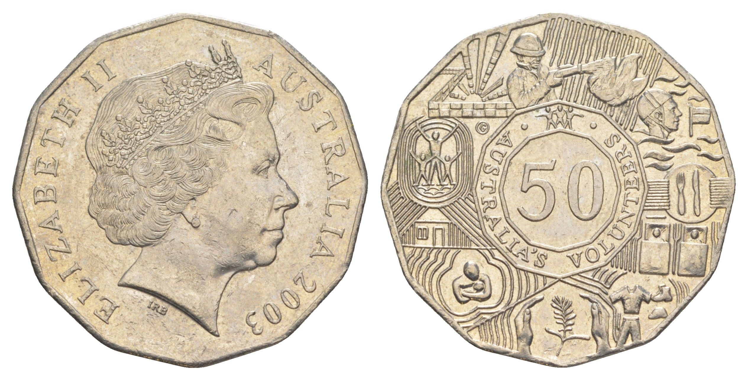 Австралия 50 центов 2003 Австралийские волонтеры KM 689 медно-никель 32-213