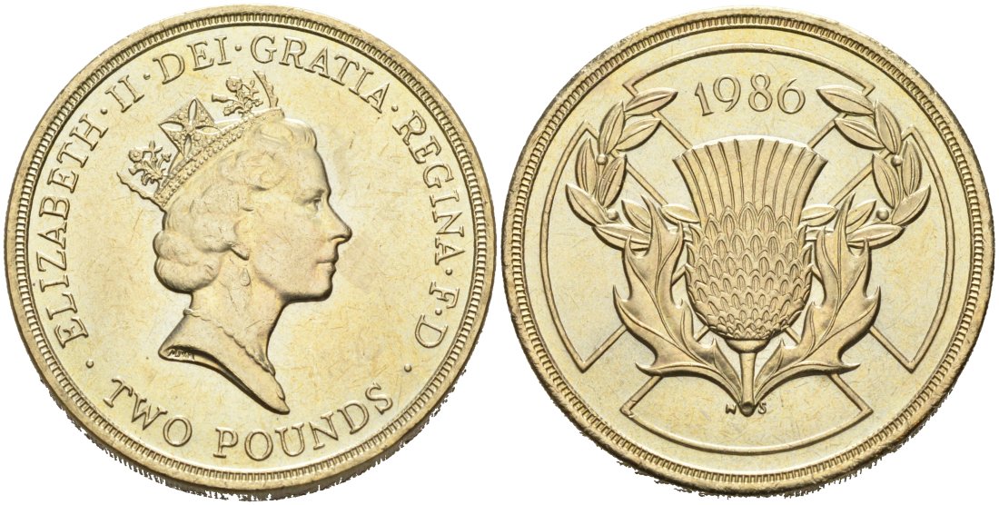 Великобритания 2 фунта 1986 Елизавета II (1952-2022), XIII Игры Британского Содружества KM 947, Spink 4311 (K1) никель латунь 4565-314