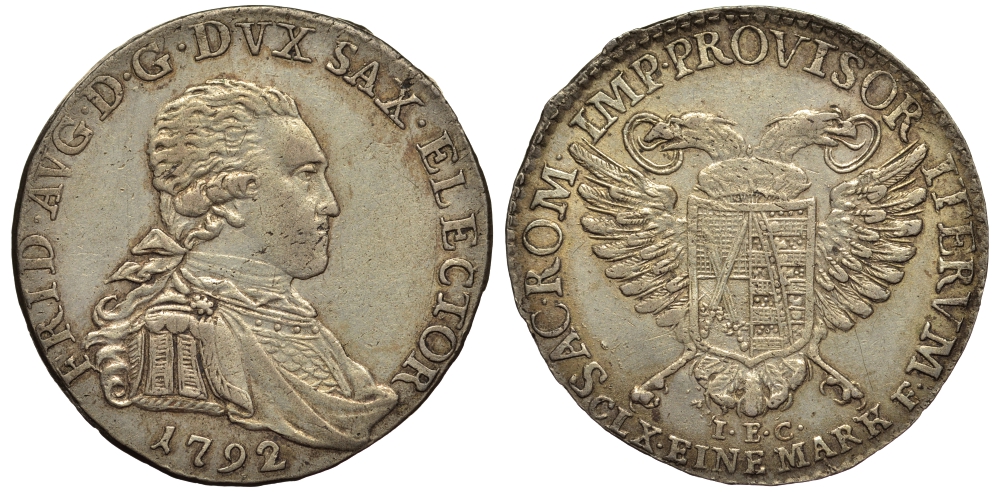 Саксония 1/12 талера (2 грошена) 1792 Фридрих Август III (1763-1806), из коллекции Gerhart Rother KM 1031, Merseb. 2017 серебро UNC 413-6415