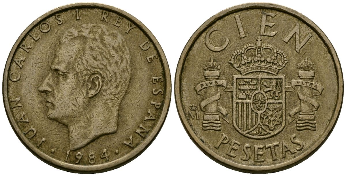 Испания 100 песет 1984 Хуан Карлос I (1975-2014) KM 826 алюминиевая бронза 4586-616