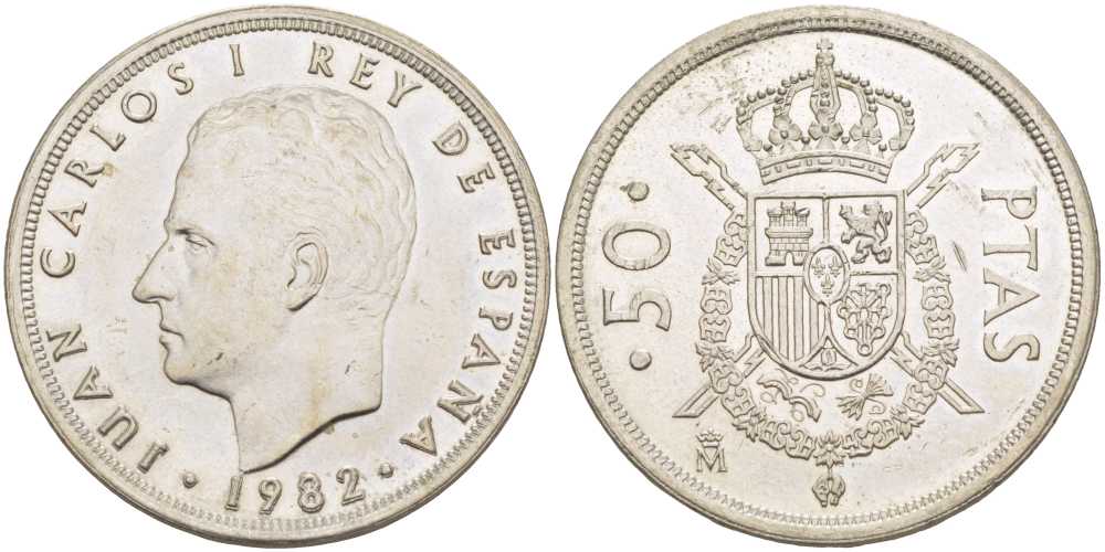 ИСПАНИЯ 50 ПЕСЕТ 1982 ХУАН КАРЛОС I (1975-) KM 825 медно-никель 4403-426