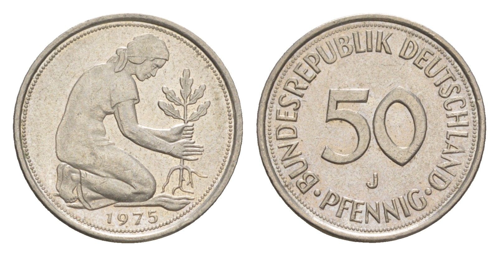 ФРГ 50 пфеннигов 1975 J KM 109, J. 384 медно-никель 4611-128