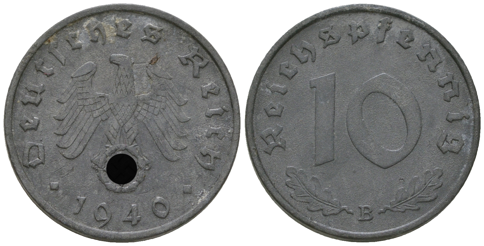 Германия 10 рейхспфеннигов 1940 B KM 101, J. 371 цинк    3459-553