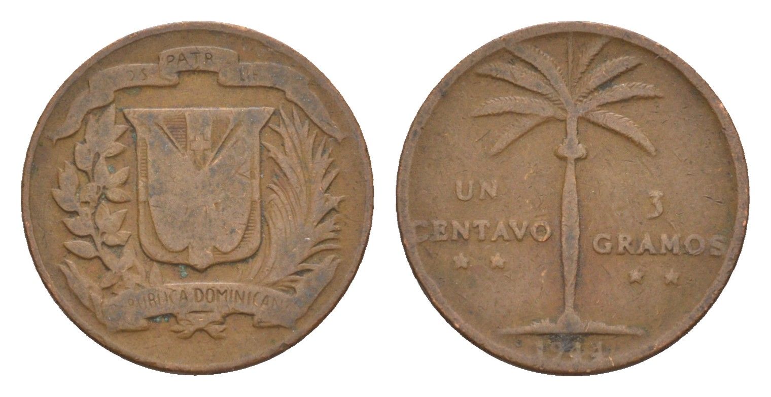 Доминикана (Доминиканская Республика) 1 сентаво 1944 KM 17 бронза 4649-736