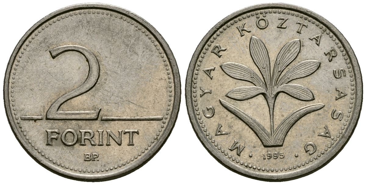 Венгрия 2 форинта 1995 KM 693 медно-никель 4136-115