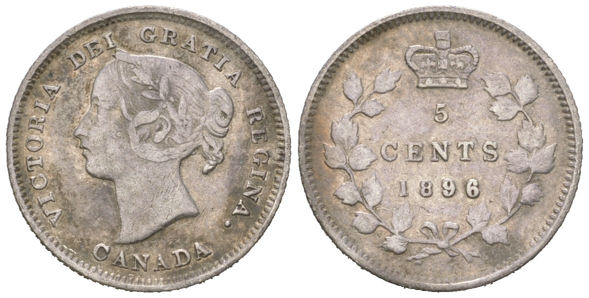 Канада 5 центов 1896 Виктория (1837-1901) KM 2 серебро 4617-343