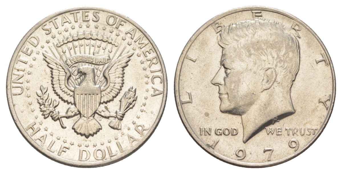 США 1/2 доллара (50 центов) 1979 Джон Кеннеди KM A202b медь плакированная медно-никелем aUNC 4536-1211