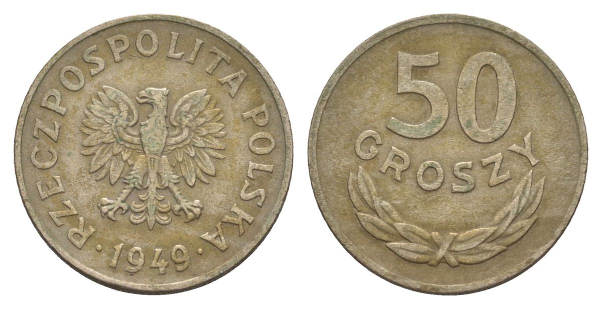 Польша 50 грошей 1949 Y 44 медно-никель 4628-1251