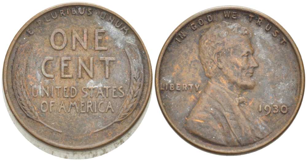 США 1 ЦЕНТ 1930 ЛИНКОЛЬН KM 132 бронза 218-348
