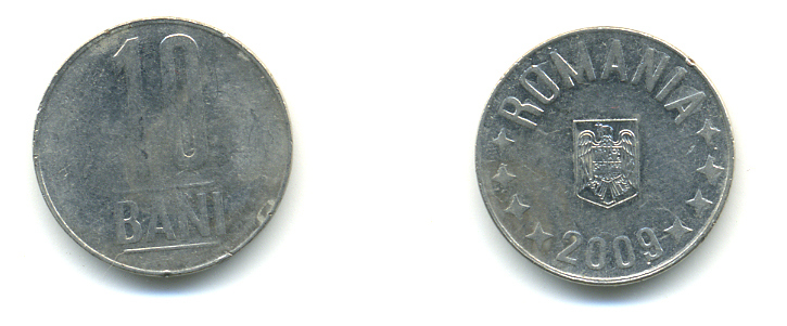 Румыния 10 бань (бани) 2009 KM 191 сталь плакированная никелем 176-951