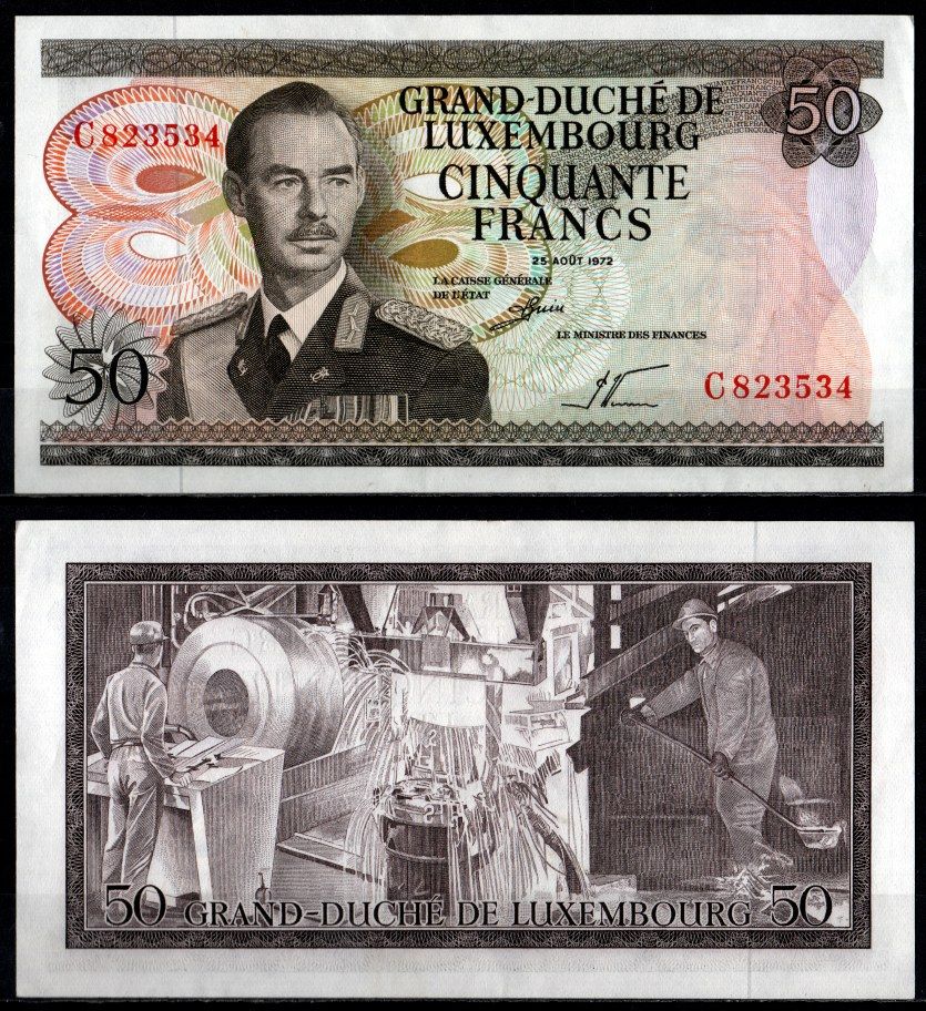 Люксембург 50 франков 1972 Pick 55 a бумага 8603-16-3-1