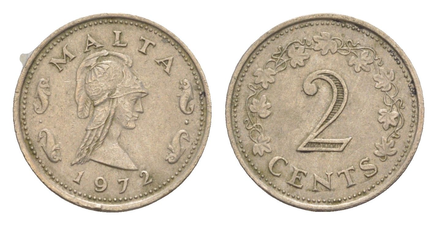 Мальта 2 цента 1972 Пентесилея, царица амазонок KM 9 медно-никель 4179-848