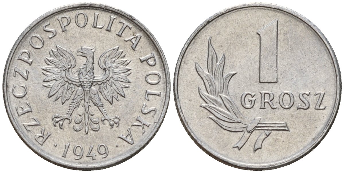 Польша 1 грош 1949 KM 39 алюминий UNC 4189-462