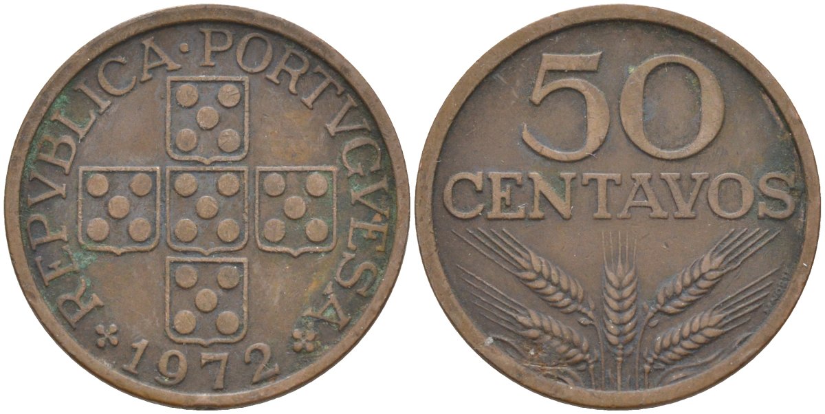 Португалия 50 сентаво 1972 KM 596 бронза 219-915