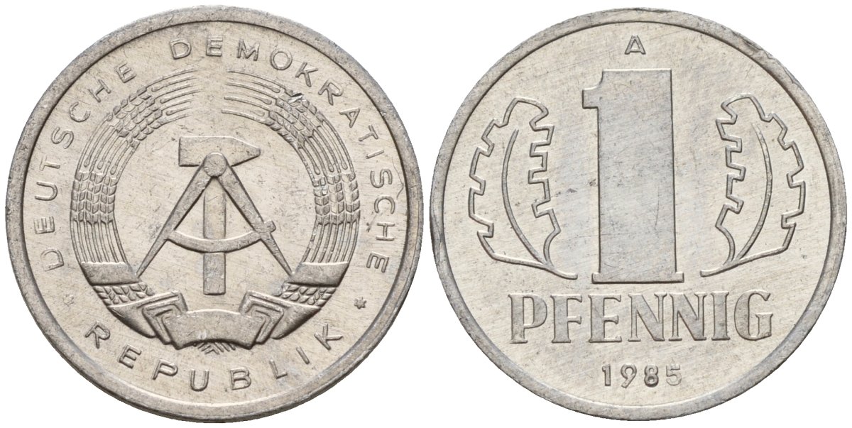 ГДР 1 пфенниг 1985 A KM 8.2 алюминий 192-349