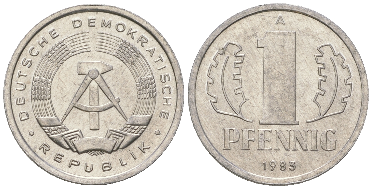 ГДР 1 пфенниг 1983 А KM 8.2 алюминий 4623-455