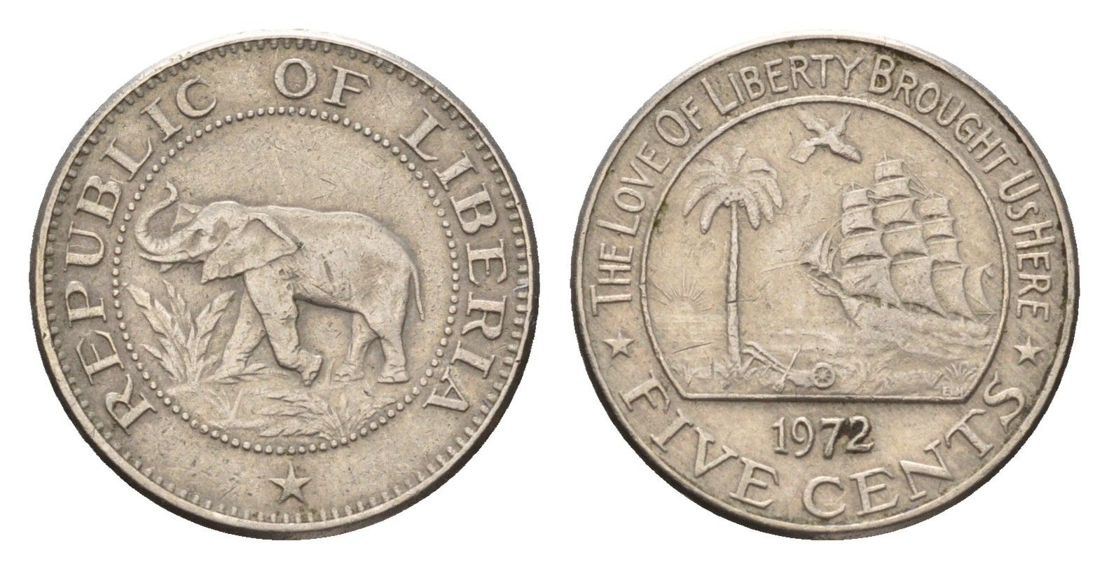 Либерия 5 центов 1972 KM 14 медно-никель 54-937