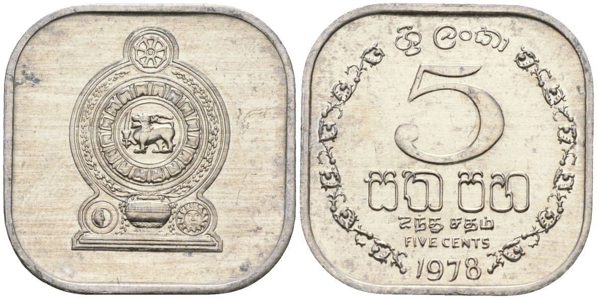 Шри-Ланка 5 центов 1978 KM 139a алюминий 4136-552