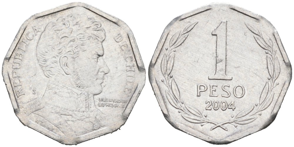 Чили 1 песо 2004 KM 231 алюминий 75-143