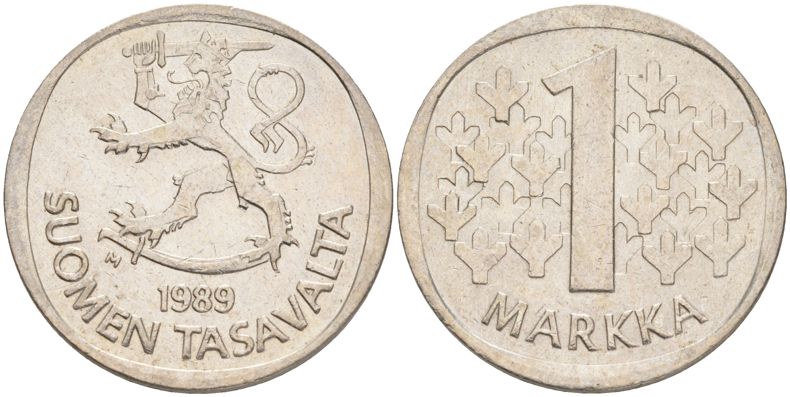 ФИНЛЯНДИЯ 1 МАРКА 1989 M KM 49а медно-никель 4556-812