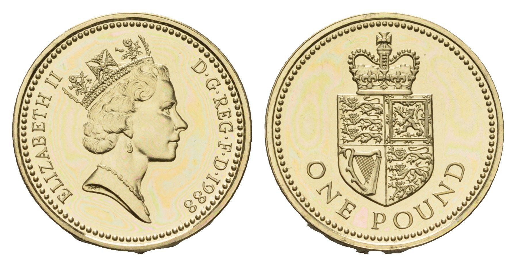 Великобритания 1 фунт 1988 год-тип KM 954, Spink J6 никель латунь BU 1527-1211