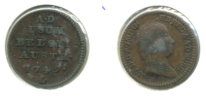 АВСТРИЙСКИЕ НИДЕРЛАНДЫ 1 ЛИАРД 1749 МАРИЯ ТЕРЕЗА KM 2 медь 503-331